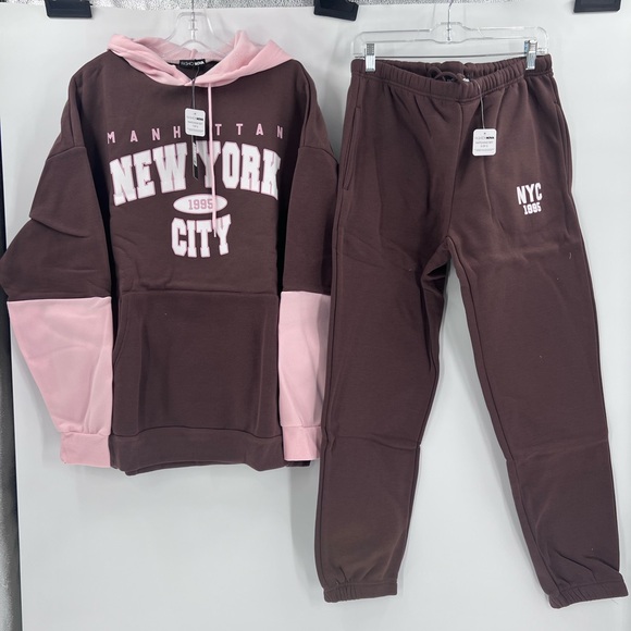 Fashion nova NY Baby Fleece Jogger Set - Brown new large - Picture 4 of 11